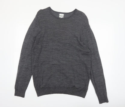 Linea Men's Grey Merino Wool Crew Neck Jumper XL