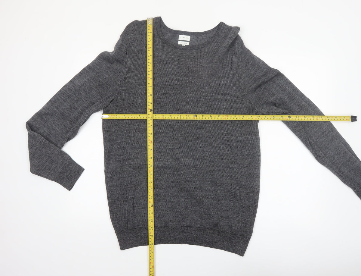 Linea Men's Grey Merino Wool Crew Neck Jumper XL