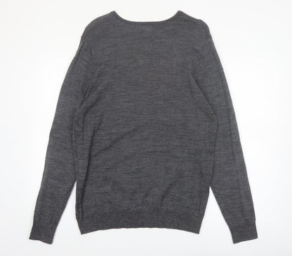 Linea Men's Grey Merino Wool Crew Neck Jumper XL
