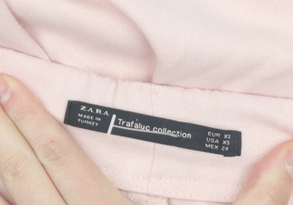 Zara Women Pink Tapered Trousers XS Slim Fit Elastic Waist