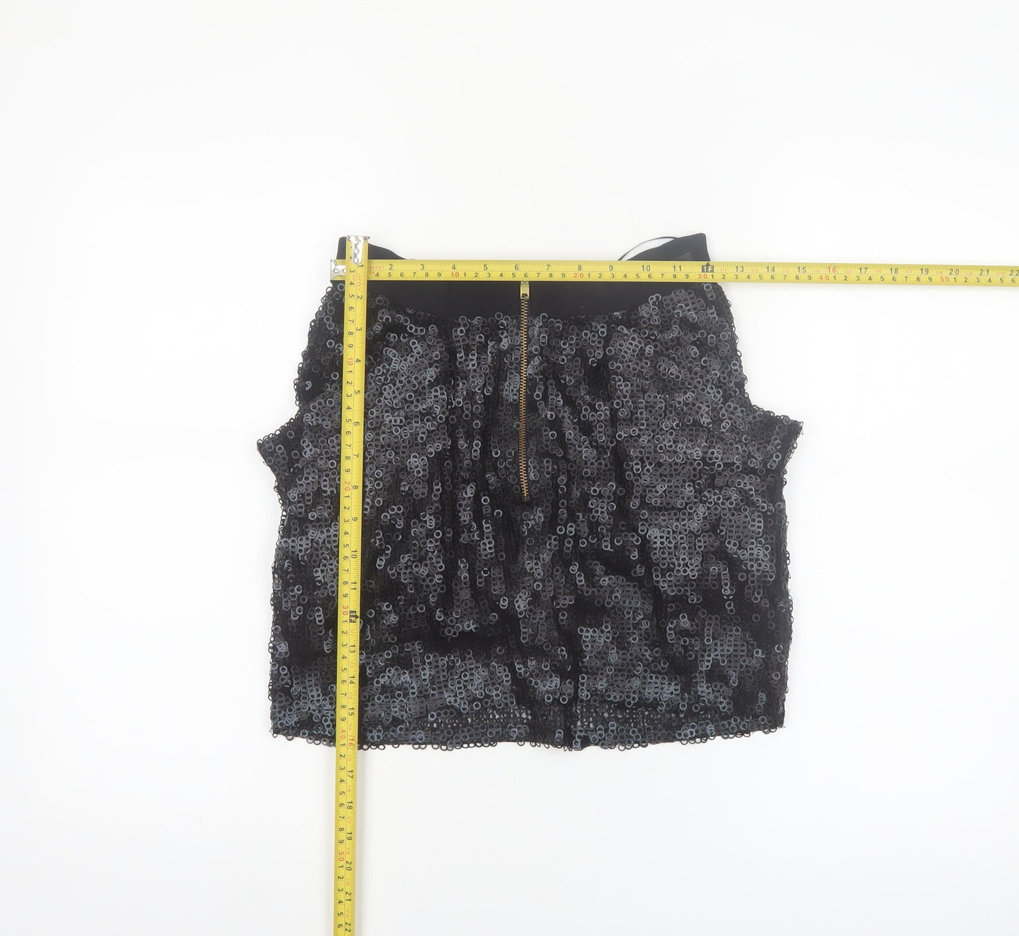 MANDI Women’s Black Sequin Mini Skirt Size 2XS Short Length Party