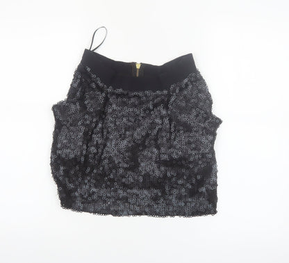 MANDI Women’s Black Sequin Mini Skirt Size 2XS Short Length Party
