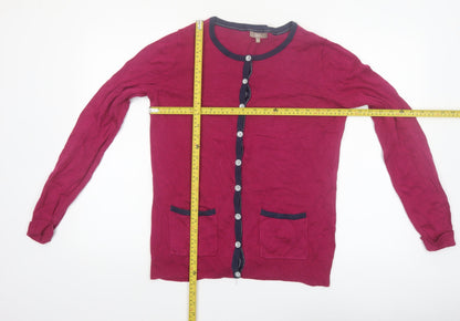 Soon Women Red Cardigan Size 14 Round Neck Long Sleeve Knit