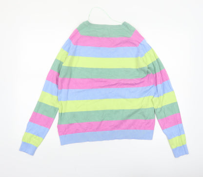 b.young Women's Multicoloured Striped Pullover Jumper Size M Knit