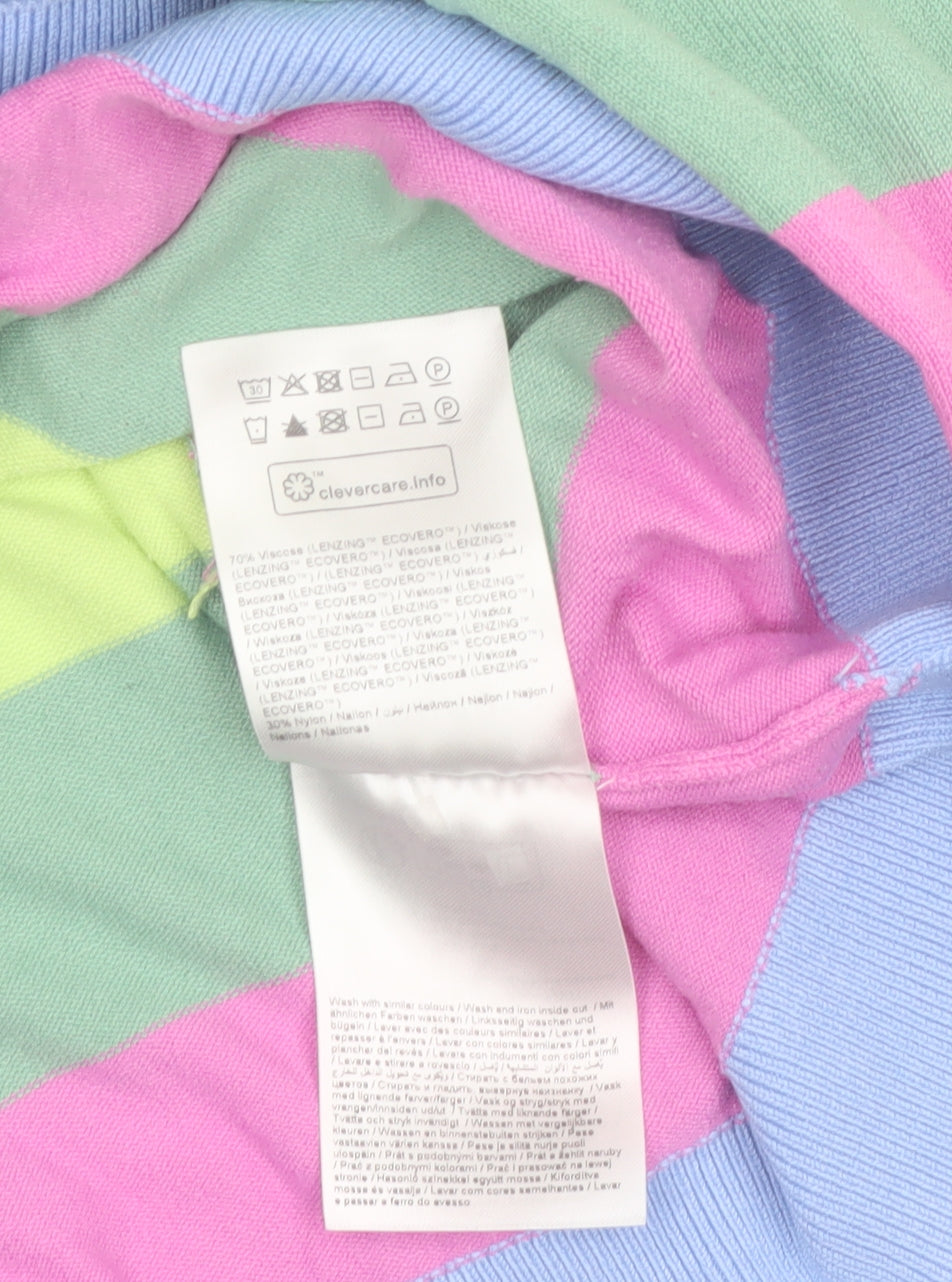 b.young Women's Multicoloured Striped Pullover Jumper Size M Knit