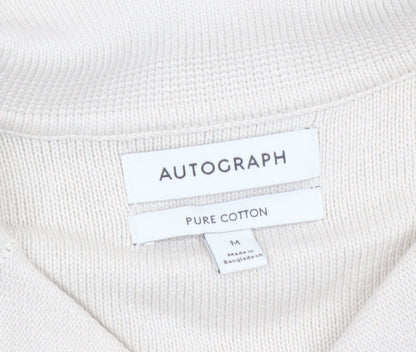 Marks and Spencer Autograph Men's Beige Cotton Collared Short Sleeve Cardigan M