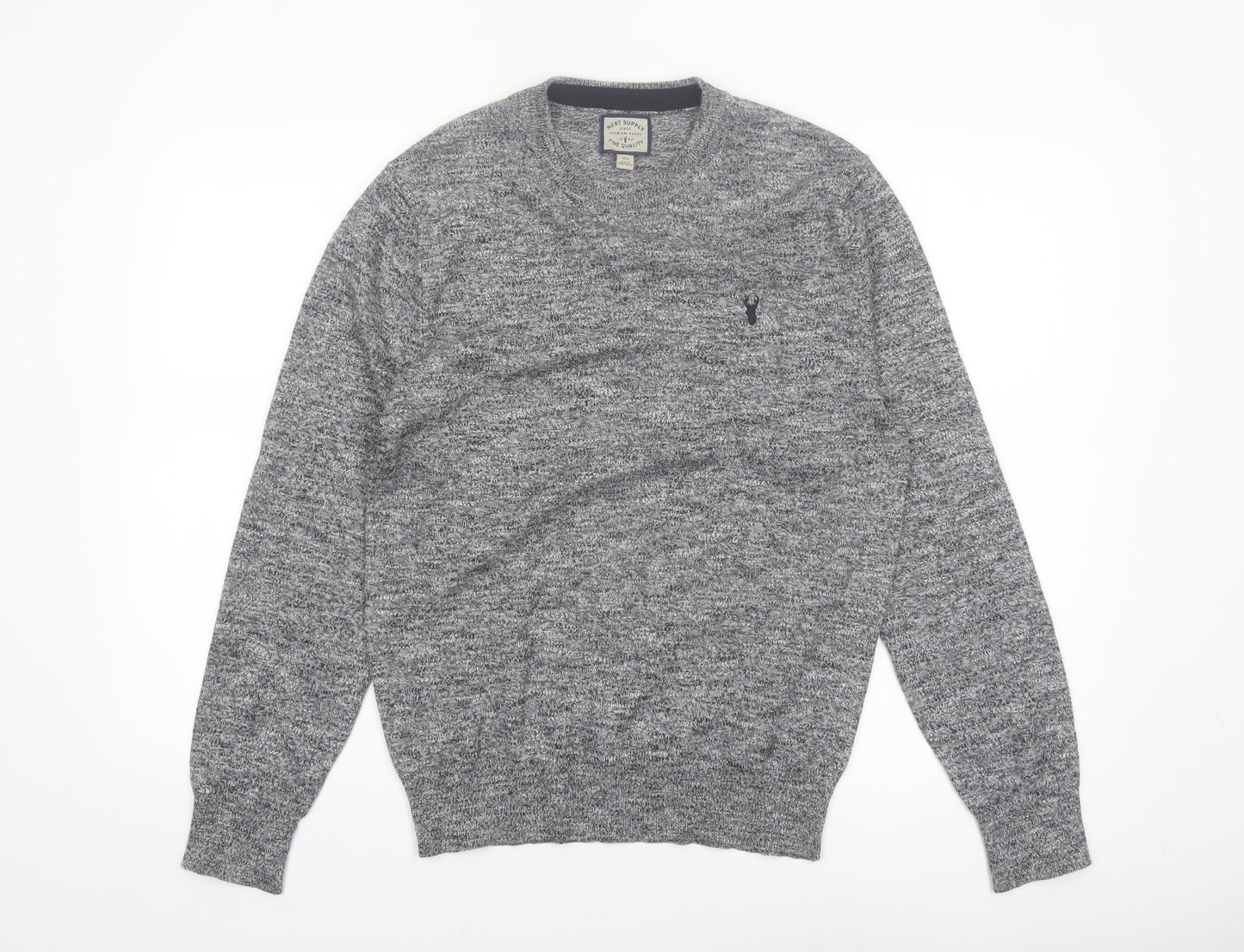Next Men's Grey Cotton Blend Crew Neck Pullover Jumper XS