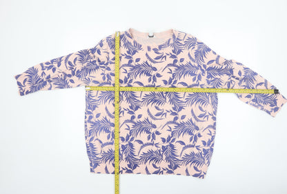 M&Co Women’s Pink Floral Cotton Knit Jumper Size 20