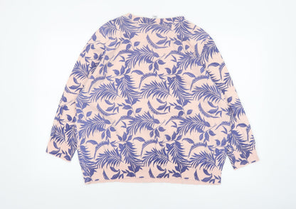 M&Co Women’s Pink Floral Cotton Knit Jumper Size 20