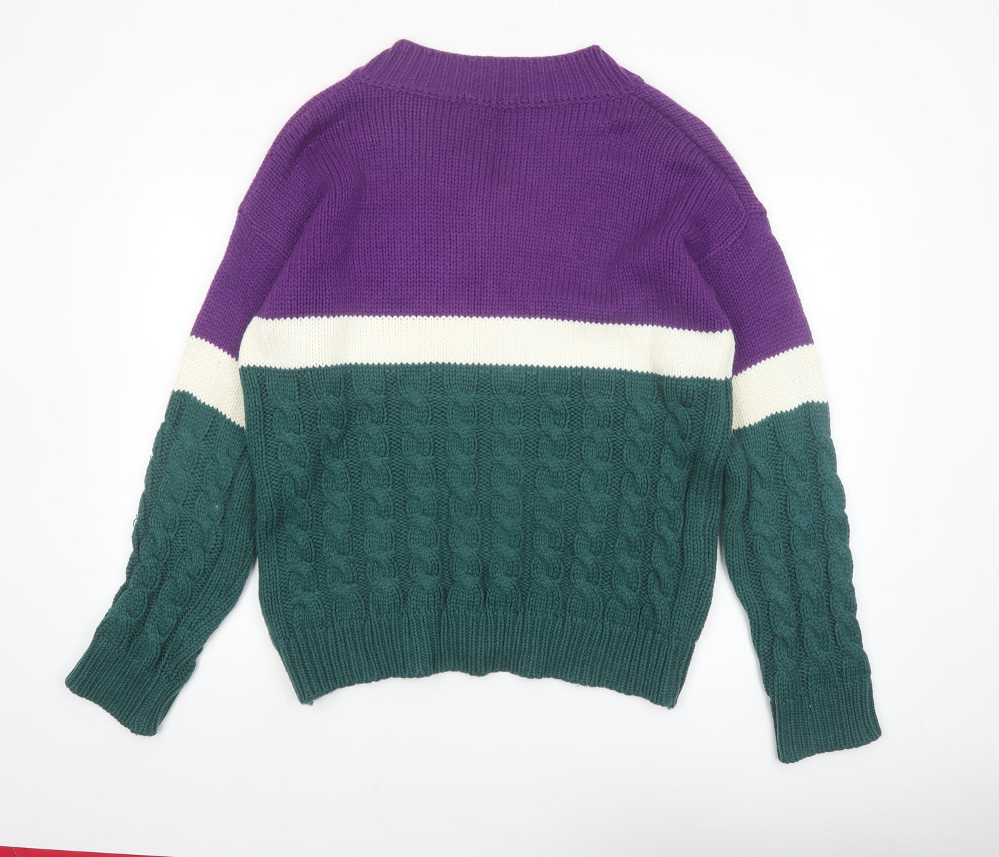 5252 BY O!Oi Women’s Multicoloured Cable-Knit V-Neck Jumper One Size
