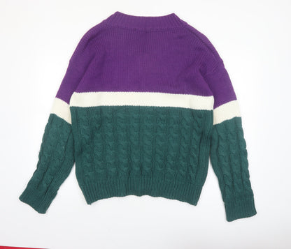 5252 BY O!Oi Women’s Multicoloured Cable-Knit V-Neck Jumper One Size