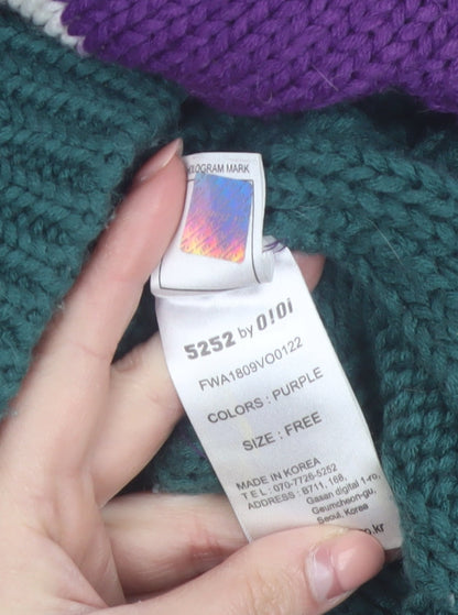 5252 BY O!Oi Women’s Multicoloured Cable-Knit V-Neck Jumper One Size