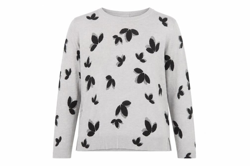 Marks and Spencer Womens Grey Floral Knit Jumper Size 14