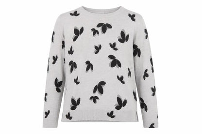 Marks and Spencer Womens Grey Floral Knit Jumper Size 14