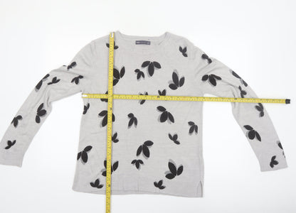 Marks and Spencer Womens Grey Floral Knit Jumper Size 14