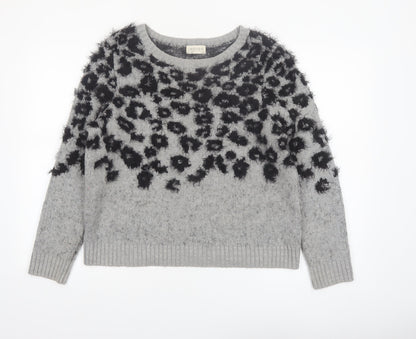 Marks and Spencer Women Grey Animal Print Knit Jumper Size 14