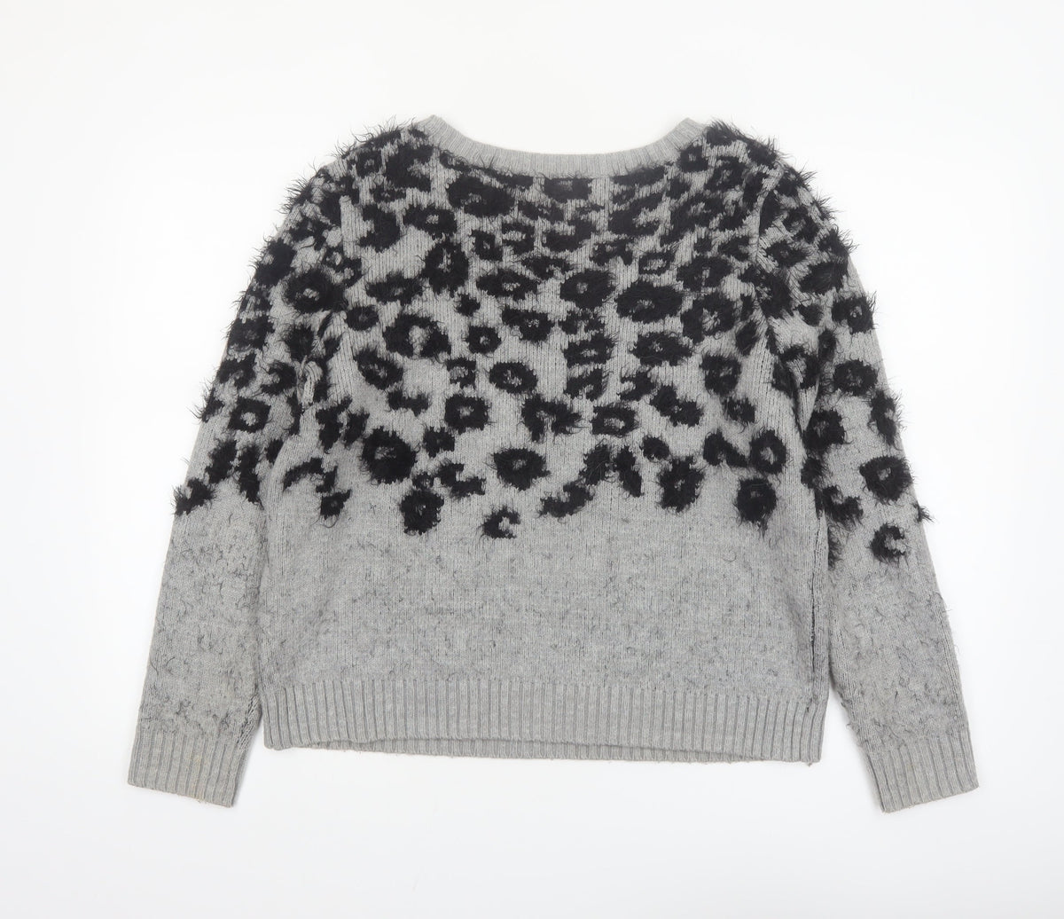 Marks and Spencer Women Grey Animal Print Knit Jumper Size 14