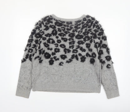 Marks and Spencer Women Grey Animal Print Knit Jumper Size 14