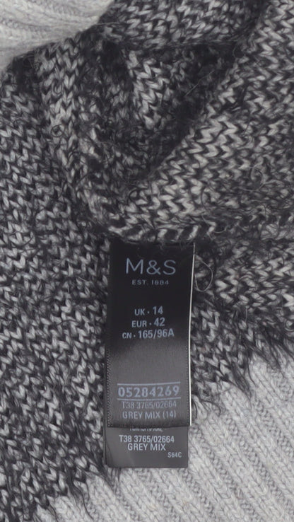 Marks and Spencer Women Grey Animal Print Knit Jumper Size 14