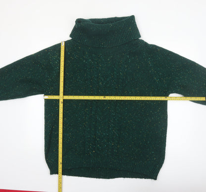 Cotton Traders Womens Green Roll Neck Cable-Knit Jumper Size 20
