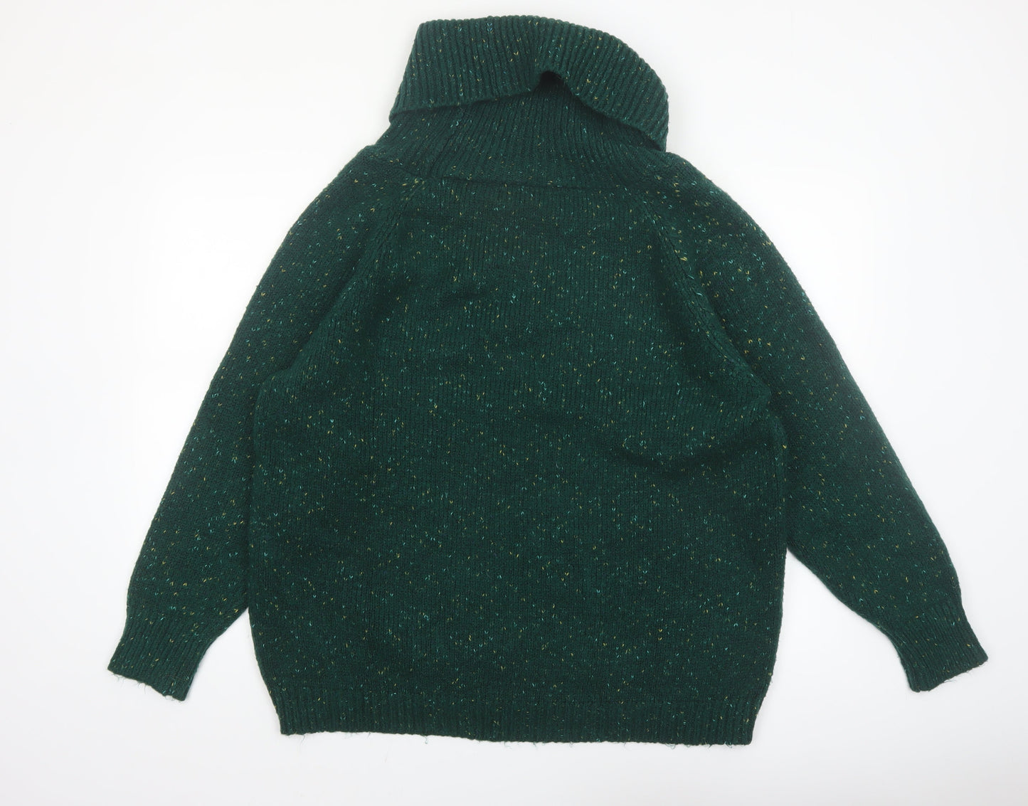 Cotton Traders Womens Green Roll Neck Cable-Knit Jumper Size 20