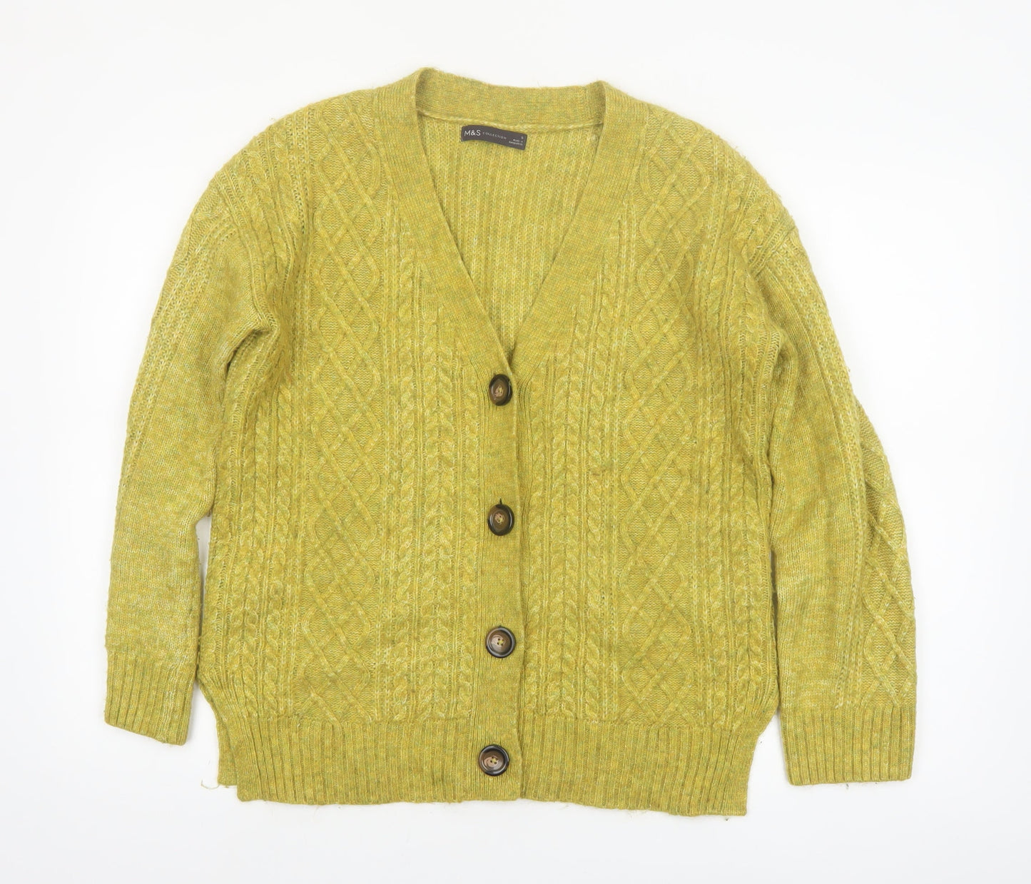 Marks and Spencer Women's Green Cable Knit Cardigan Size S