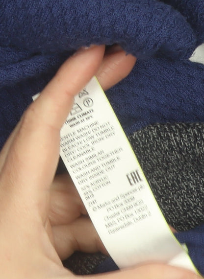 Marks and Spencer Men's Blue 2XL Cotton Blend Crew Neck Jumper