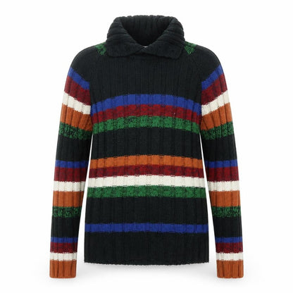 Desigual Men's Multicoloured Striped Roll Neck Chunky-Knit Jumper L