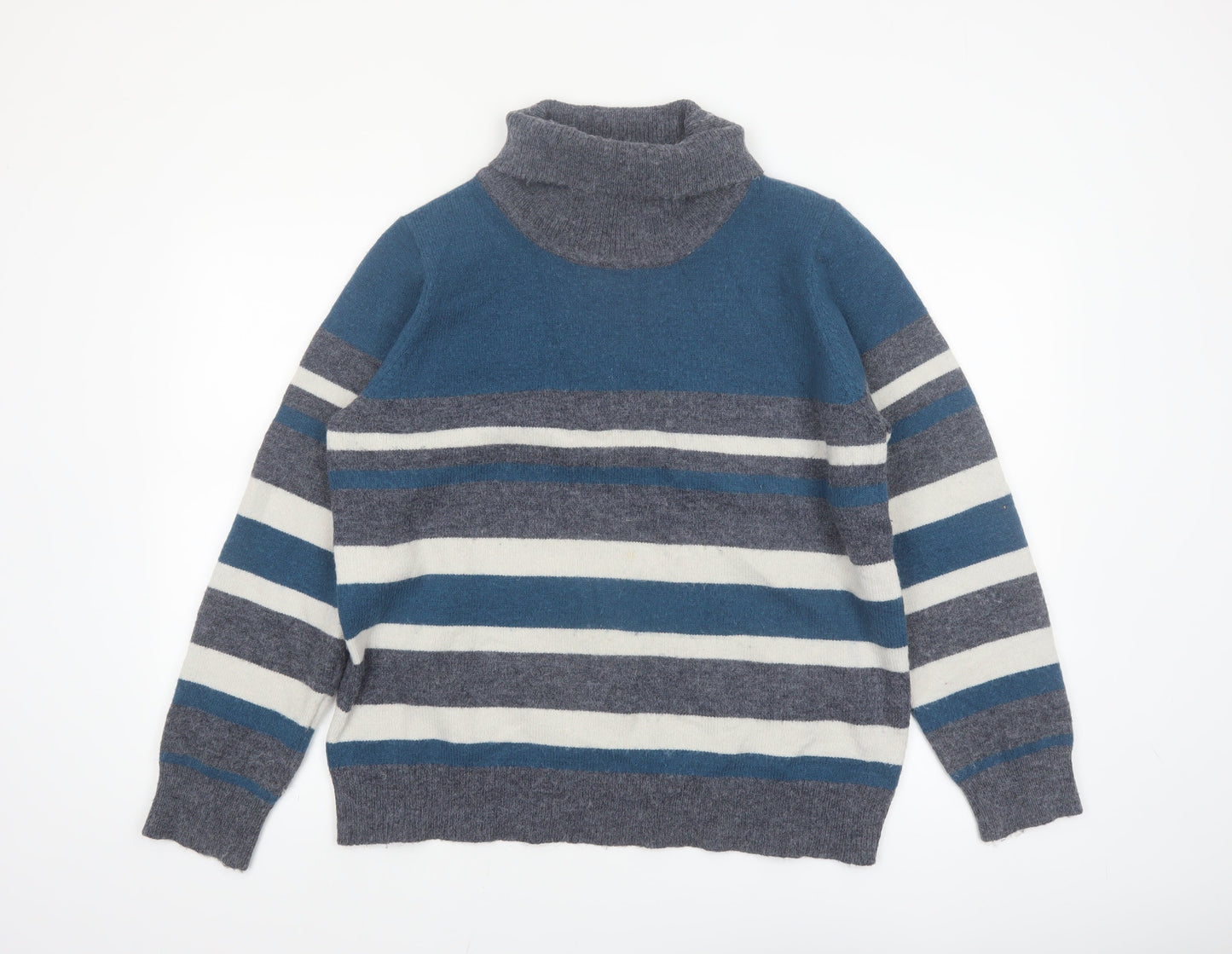 Voulez Vous Women’s Blue Stripe Roll Neck Jumper Size 16