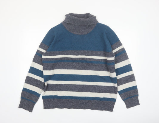 Voulez Vous Women’s Blue Stripe Roll Neck Jumper Size 16