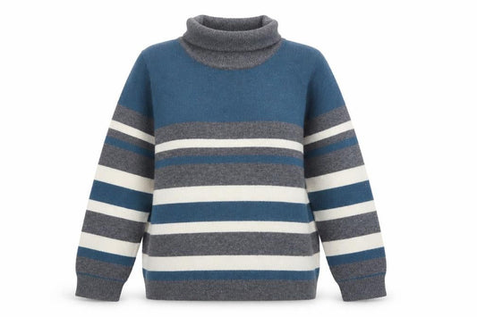 Voulez Vous Women’s Blue Stripe Roll Neck Jumper Size 16
