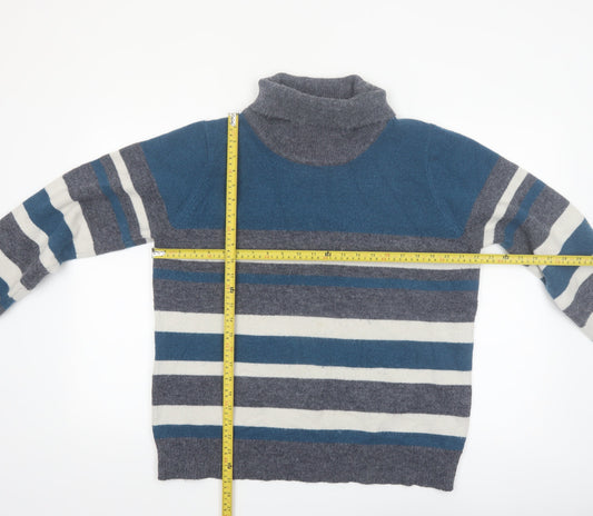 Voulez Vous Women’s Blue Stripe Roll Neck Jumper Size 16