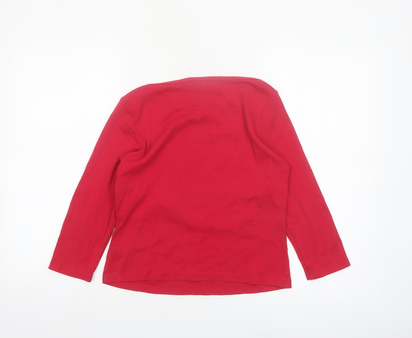 Next Women's Red Long Sleeve Heart Embellished T-Shirt Size 12