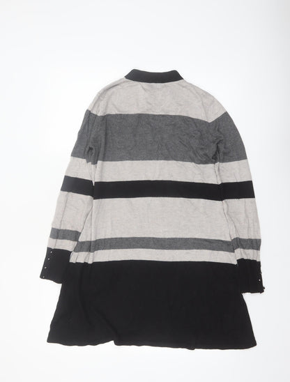 Warehouse Women Grey Striped Long Sleeve Tunic Jumper Size 12