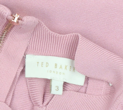 Ted Baker Womens Pink High Neck Sleeveless Bow Detail Knit Top Size 12