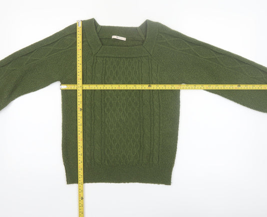 Tu Women Green Cable-Knit Pullover Jumper Size 8 Regular Fit