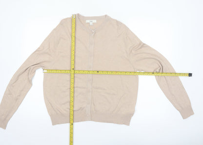 Marks and Spencer Women’s Beige Cardigan Size 14 Crew Neck Knit