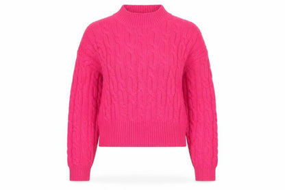 Cider Women's Pink Cable-Knit Mock Neck Pullover Jumper XL