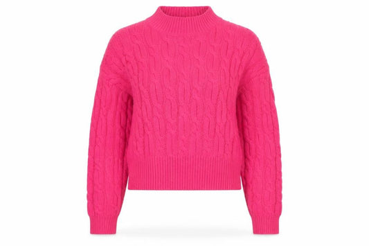 Cider Women's Pink Cable-Knit Mock Neck Pullover Jumper XL