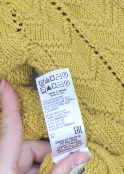 Marks and Spencer Per Una Women’s Yellow Cable-Knit Ruffle Jumper Size 14