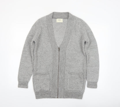 Papaya Women’s Grey Chunky Knit Full Zip Cardigan Size S