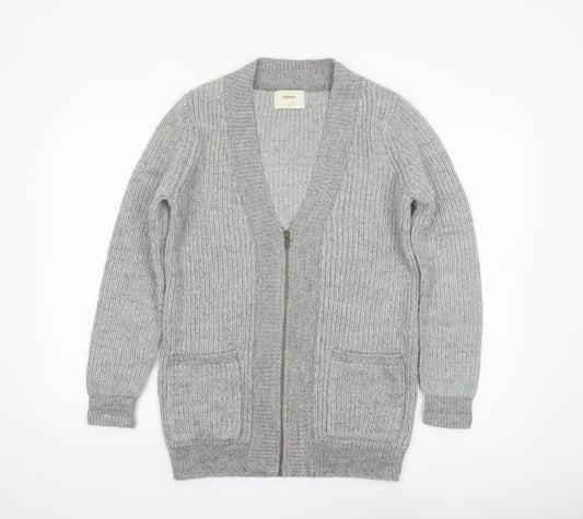 Papaya Women’s Grey Chunky Knit Full Zip Cardigan Size S