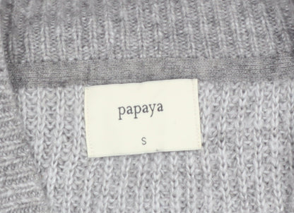 Papaya Women’s Grey Chunky Knit Full Zip Cardigan Size S