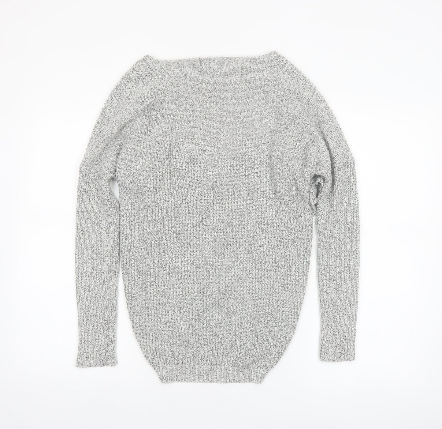 Topshop Women Grey V-Neck Knit Pullover Jumper Size 6