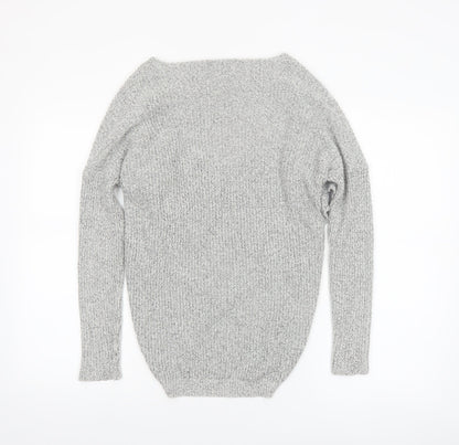 Topshop Women Grey V-Neck Knit Pullover Jumper Size 6