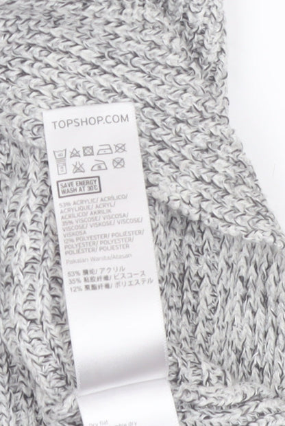 Topshop Women Grey V-Neck Knit Pullover Jumper Size 6