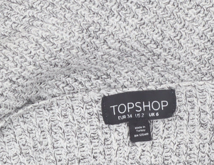 Topshop Women Grey V-Neck Knit Pullover Jumper Size 6