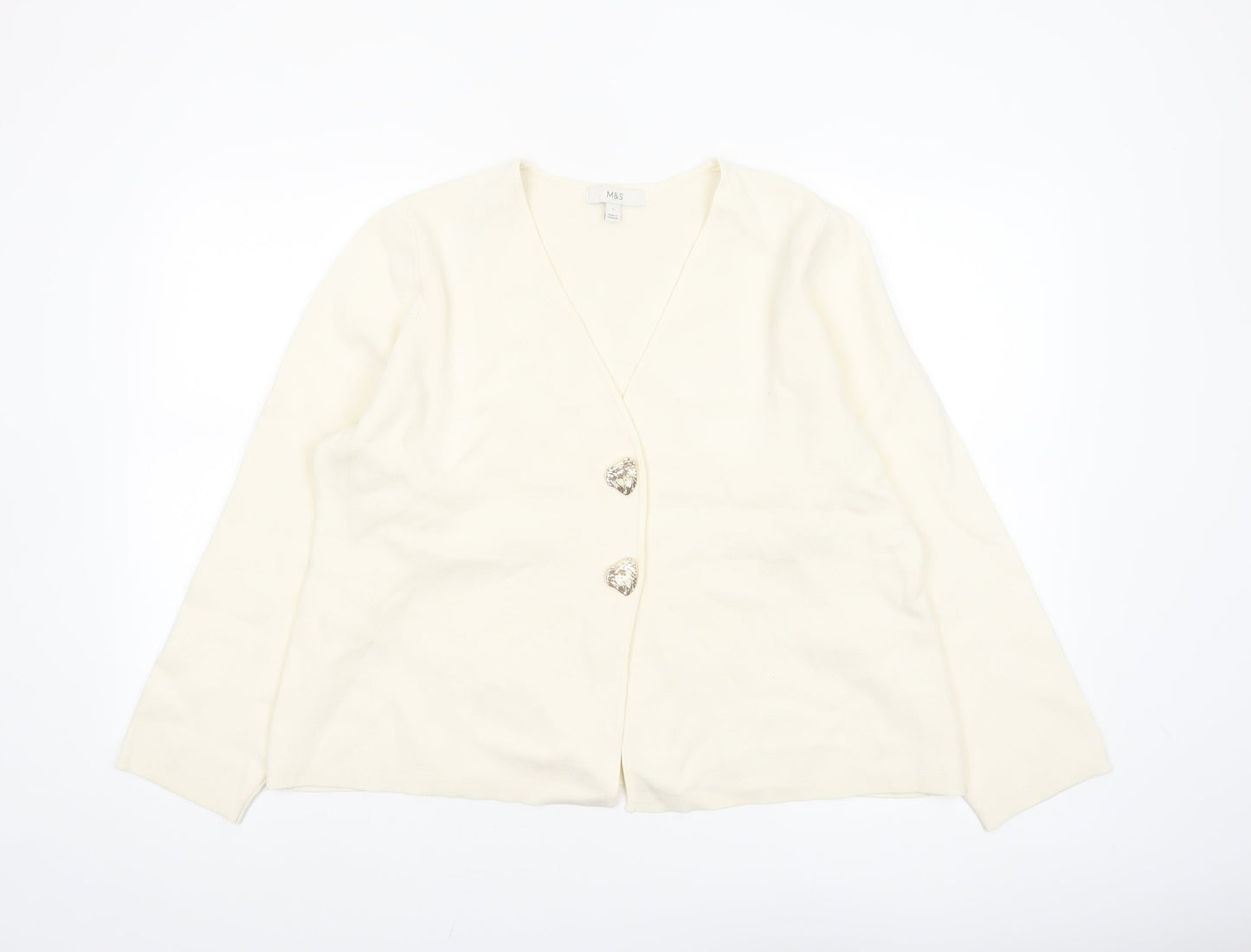 Marks and Spencer Women’s Ivory V-Neck Button Cardigan L