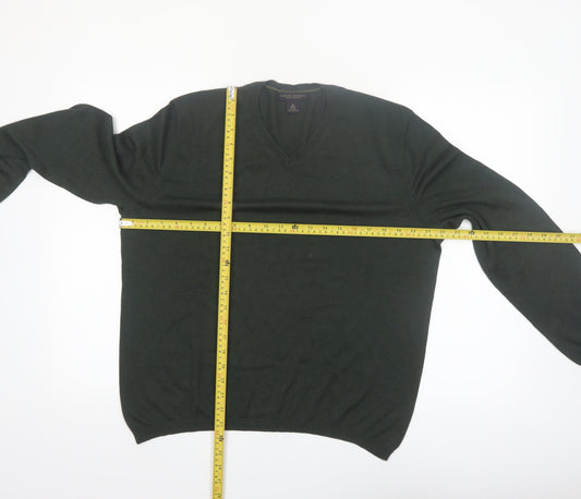 Banana Republic Men's Green Silk Cashmere V-Neck Jumper Size M