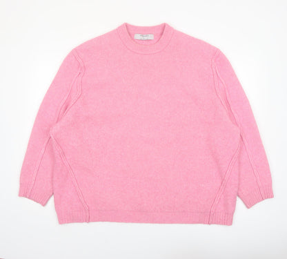 Primark Women's Pink Crew Neck Knitted Pullover Jumper Size L